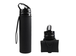 Garrafa De Água Dobrável De Silicone Laranja, 600ml, Para Ciclismo, Portátil E Resistente A Quebras.