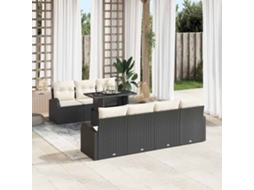 Vidaxl Conjunto De Sofá De Jardim 8 Unid. Preto Rattan Sintético