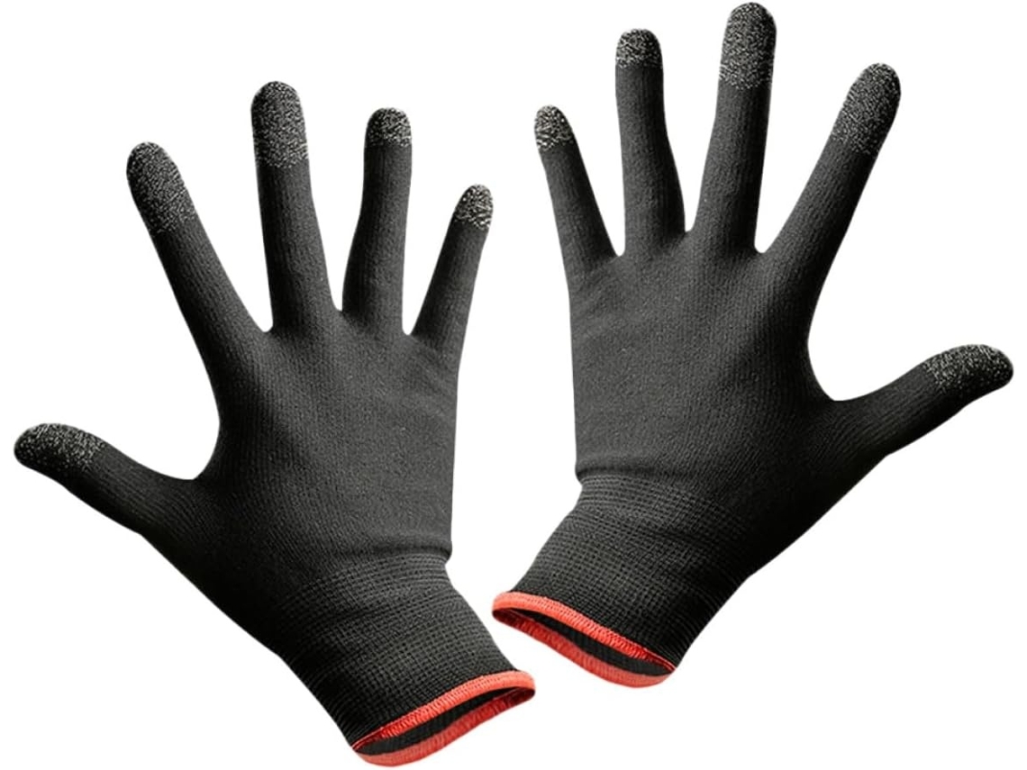 Lurelia Dedeiras Gaming Para Ecrã Tátil Fibra Prateada, Abs, Antiderrapante, Respirável, Sensível Ao Toque, Para Gaming Móvel E Ecrãs Táteis