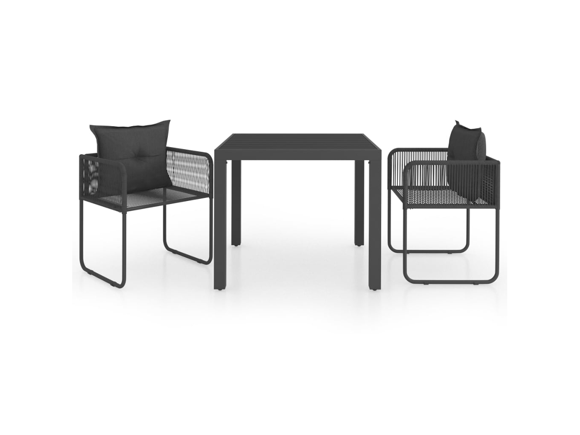 Maison Exclusive - 3 Pcs Conjunto De Jantar Para Jardim Vime De Pvc Preto