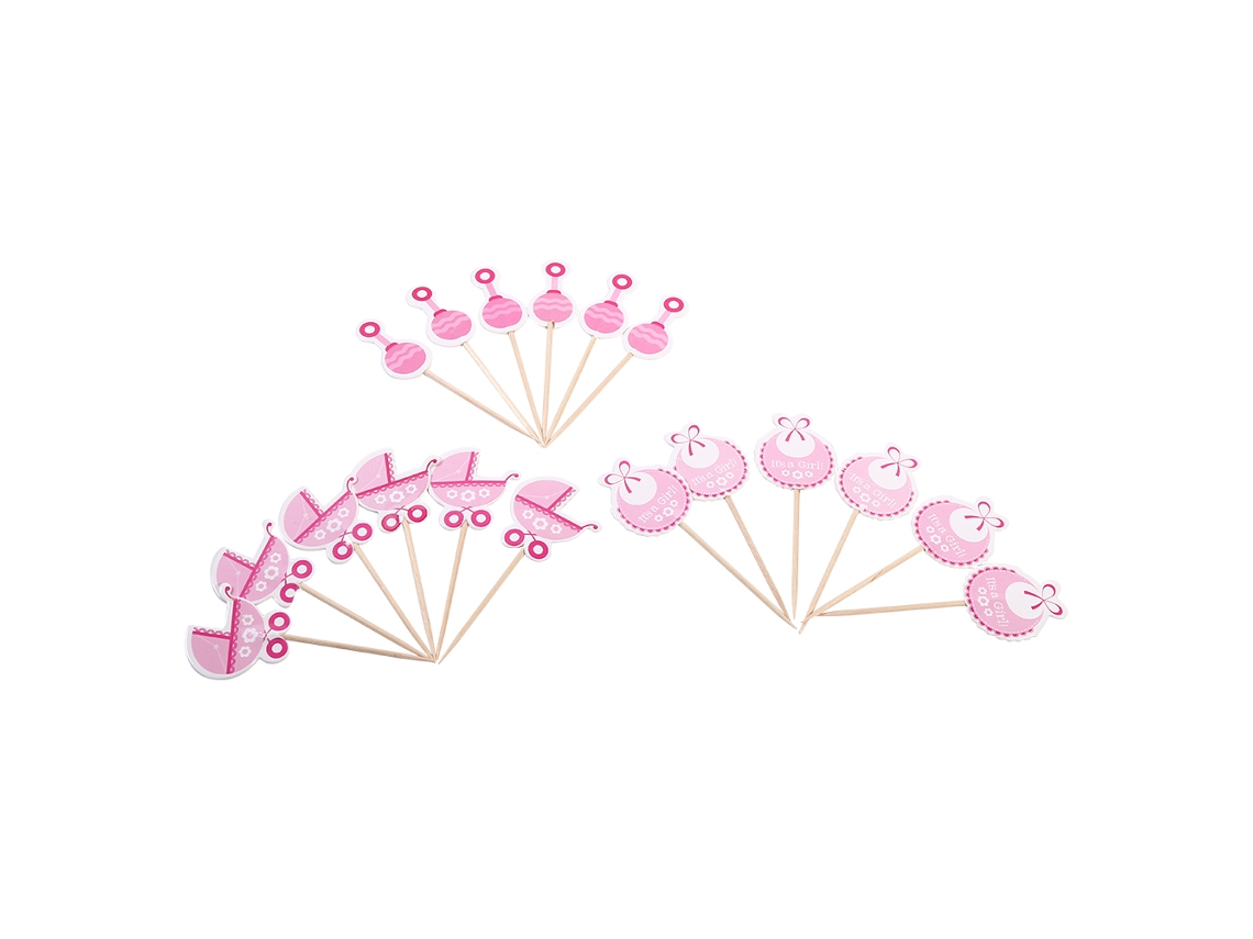 Laxiscreed Kit De 18 Decorações De Cupcake Para Aniversário De Menina E Baby Shower, Cor Rosa