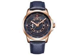 Relógio Masculino Quartz com Calendário 30m Resistente À Água Pulseira Pu Rosa Ouro Azul