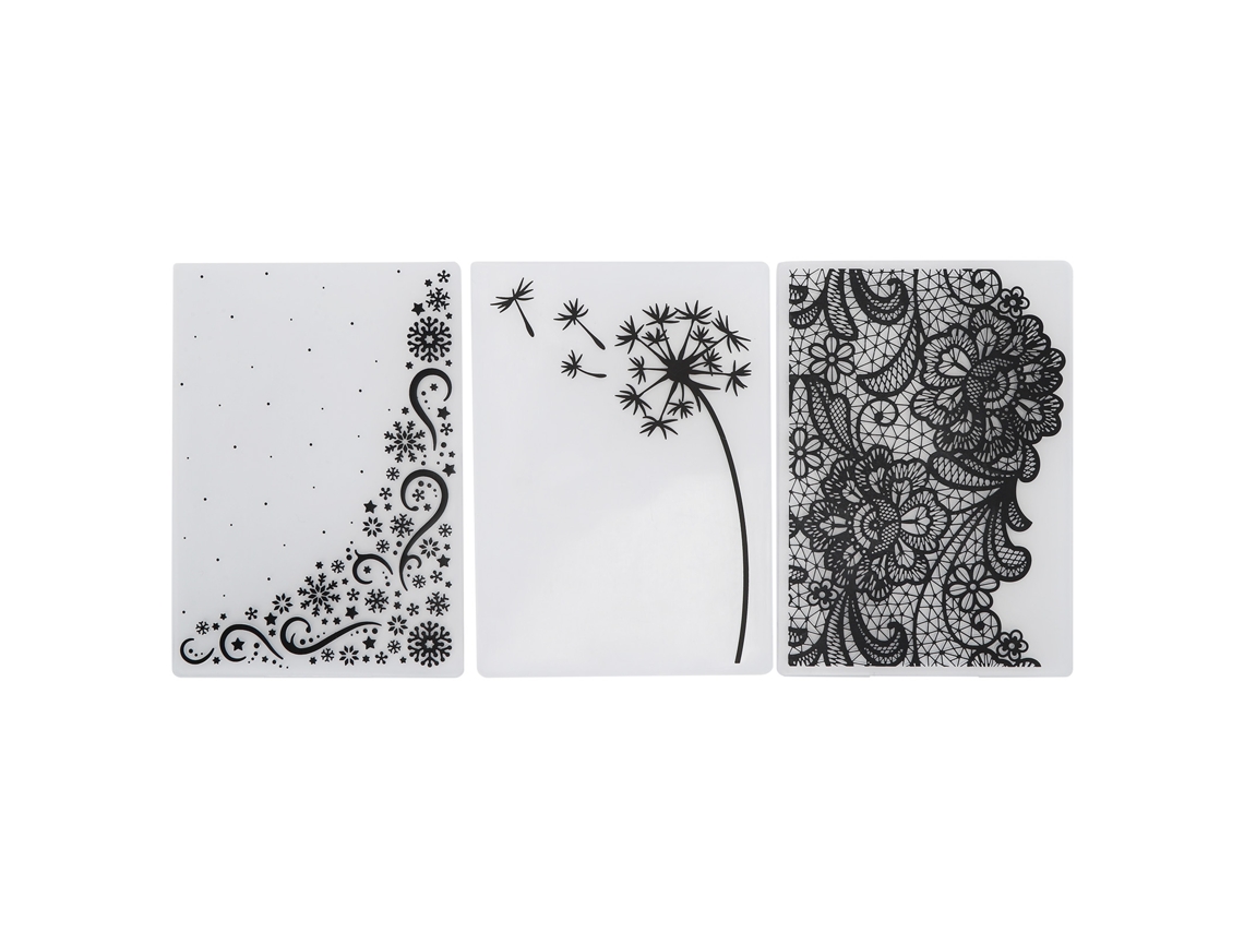 Conjunto De 3 Estênceis De Plástico Para Relevo - Ferramentas Para Artesanato Em Papel, Scrapbooking E Criação De Cartões - Ideal Para Projetos Diy