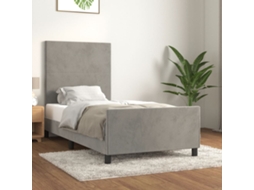 Estrutura De Cama Sem Colchão 100x200 Cm Veludo Cinzento-claro