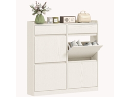 Rack de TV PROFESIA BOYANG com 2 portas, prateleira, para TVs até 60 polegadas, 140x40x48 cm em Madeira e Branco