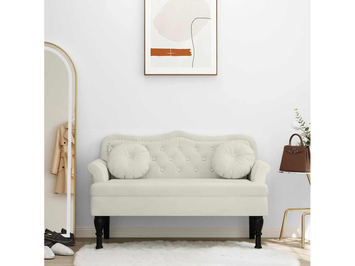 Vidaxl Banco Com Almofadões 120,5x65x75 Cm Veludo Cor Creme