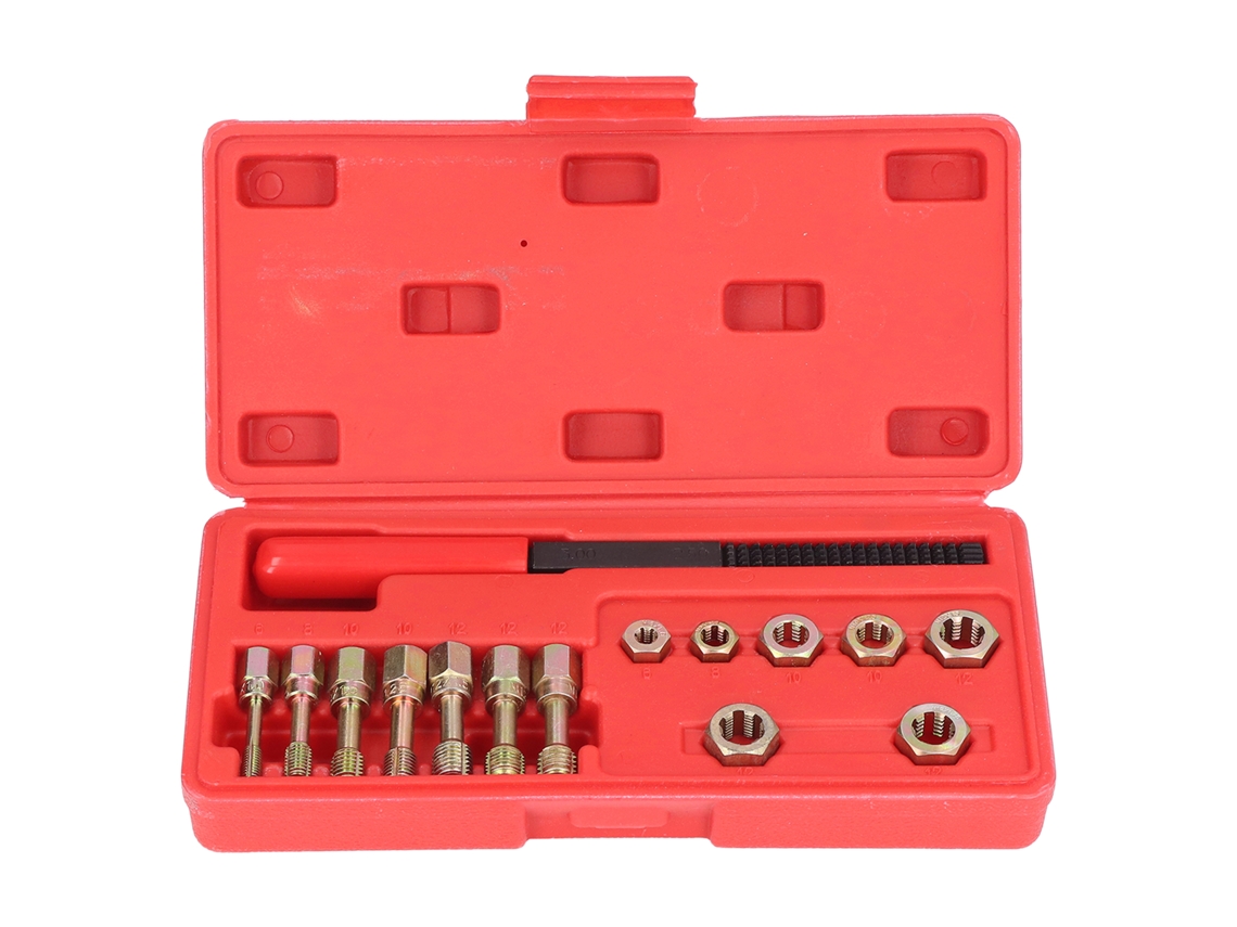 Kit De Ferramentas Para Restaurar Roscas Métricas Com 7 Matrizes, 7 Punções E 1 Lixa Para Carros 15 Peças