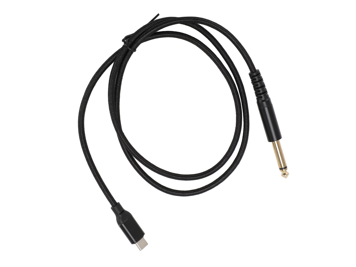 Cabo USB C para TS plug and play 6.35mm para guitarra, baixo, mixer, PC, smartphone 1m