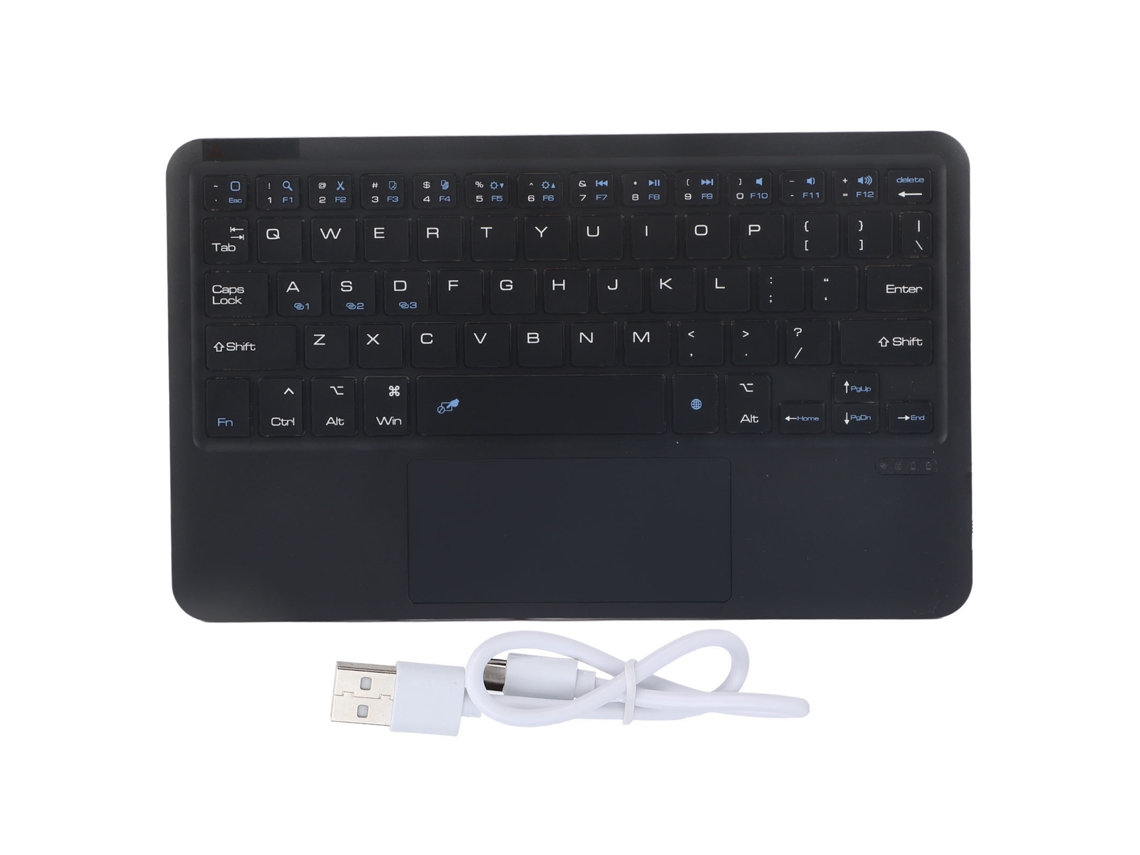 Teclado Sem Fio Portátil com Touchpad, Estrutura de Pé de Chave em Tesoura para Android, os X, Windows Preto