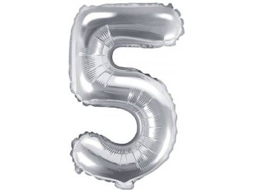 Balão PARTYDECO número 5 Foil 35cm Prateado