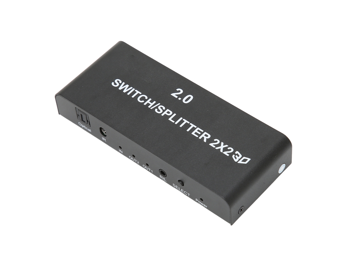 Splitter HDMI 2.0 EOOCOO com 2 entradas e 2 saídas, distribuição de sinal 4k 60hz