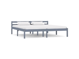 Cama Vidaxl Cinzeto Madeira (160x200 Cm)