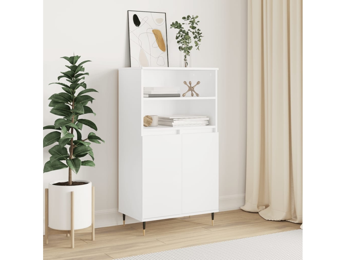 Vidaxl Aparador Alto 60x36x110 Cm Derivados De Madeira Branco
