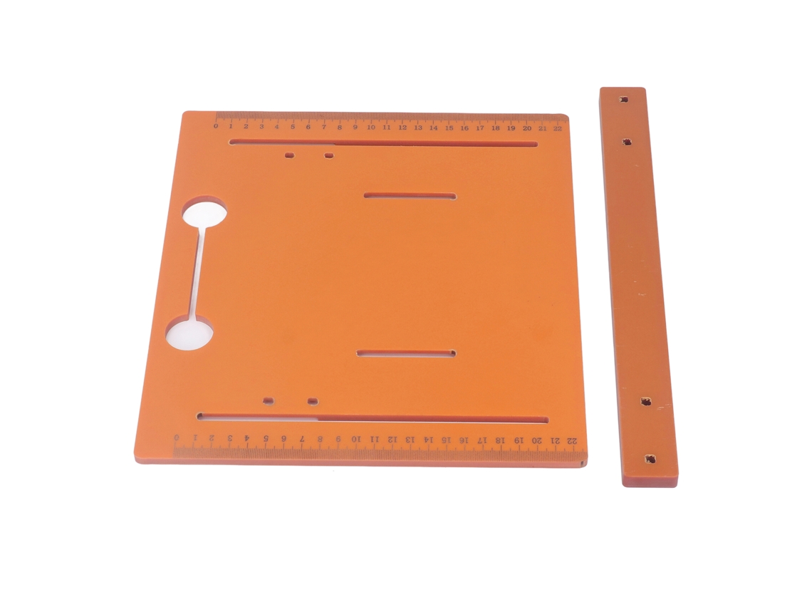 Placa de base para máquina de corte, 25x28cm, mesa de serra, em PP com margem de 2cm para trabalhos em madeira.