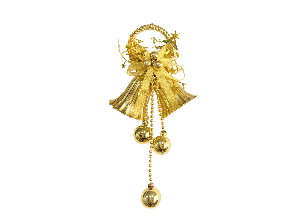 Laxiscreed Campainha Dourada Dupla Para Natal, Decoração De Presente E Colar Com Sino Decorativo