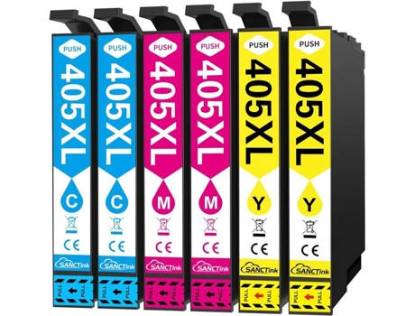 Cartuchos De Tinta Sanctink 405xl Compatível Com Epson 6 Pacotes Alta Compatibilidade