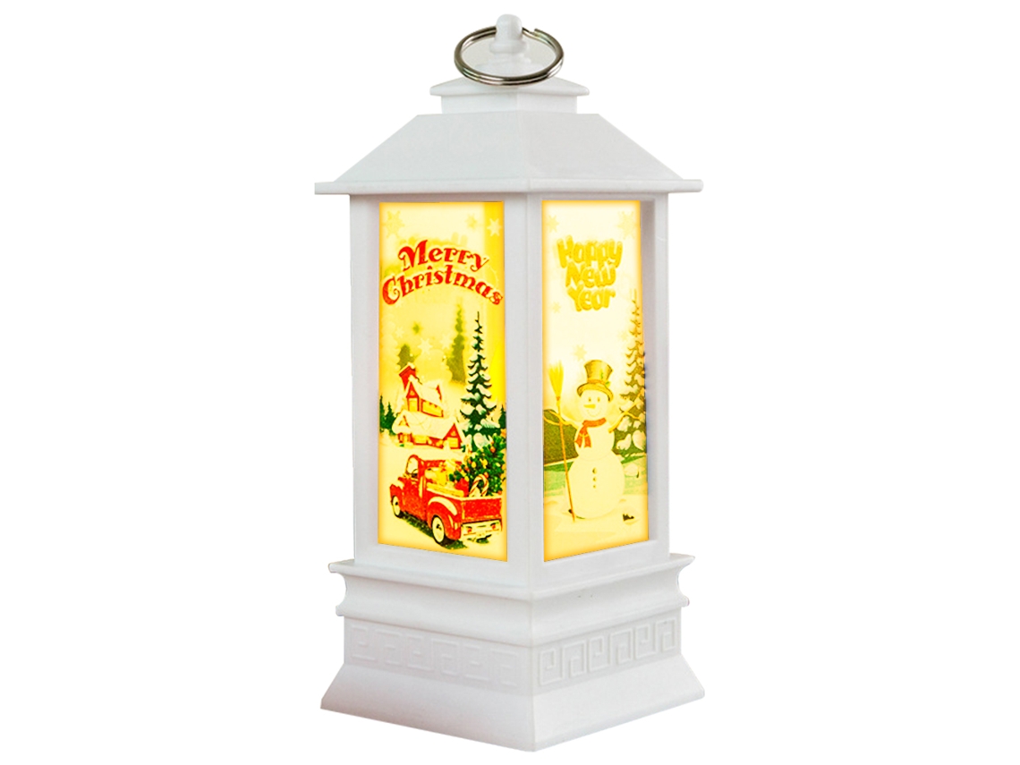 Luminária de Natal Lanterna Velas Luz Noturna Decoração Boneco de Neve e Velhinho Enfeite de Mesa para Natal