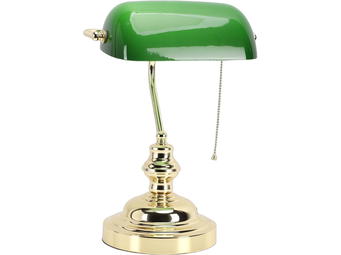 Luminária De Mesa Estilo Banqueiro Viagasafamido Em Vidro, Estilo Vintage, Com Cúpula De Vidro Soprado Verde