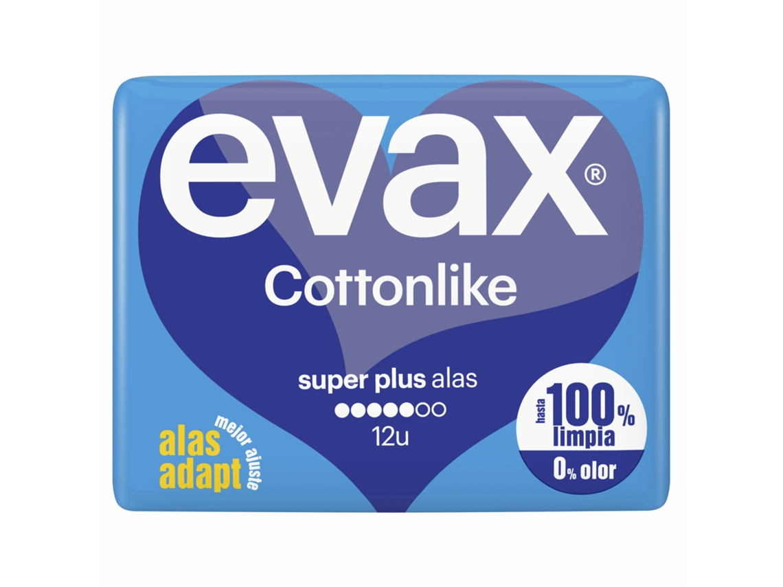 Pensos Higiénicos Cottonlike Super Plus com Abas EVAX emb. 12 un
