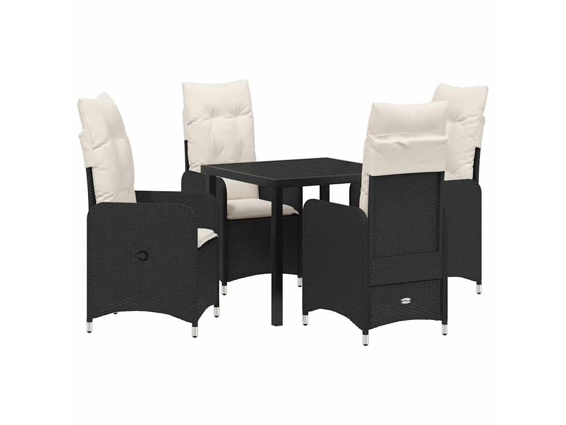 Conjunto de Jantar para Jardim 5 Pcs Preto Vime Pe MAISON EXCLUSIVE