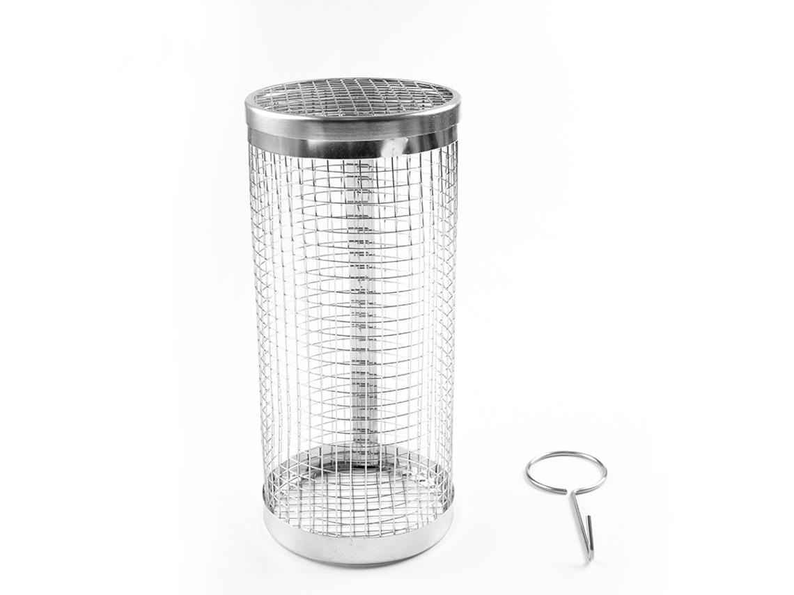 Cesta De Grelha Redonda De Aço Inoxidável Com Design Portátil, Adequada Para Grelhar Vegetais, Batatas Fritas E Peixes Zeuxo