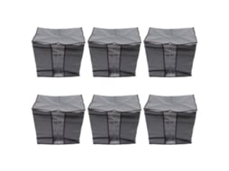 Conjunto de 6 Sacolas de Armazenamento de Roupa em Têxtil Não Tecido Cinza Grande para Mantas Edredons e Cama