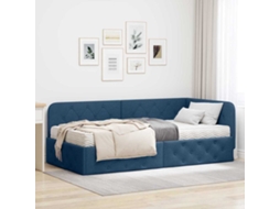 Vidaxl Estrutura De Cama De Canto Azul 100 X 200 Cm Tecido