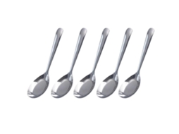 5 Colheres Longas de Aço Inoxidável para Sopa, Arroz e Mingau 14,5x3,5x0,5cm Plata