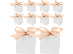 Conjunto De 50 Caixinhas Presente Com Fita Cor Champanhe Para Doces, Embalagens Para Festas, Casamentos, Aniversários E