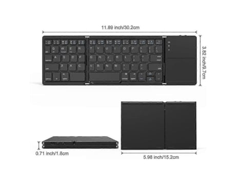Tri Fold Bluetooth Keyboard, Bluetooth Portable Mini Wireless Keyboard With Touchpad Mouse White Efdafss