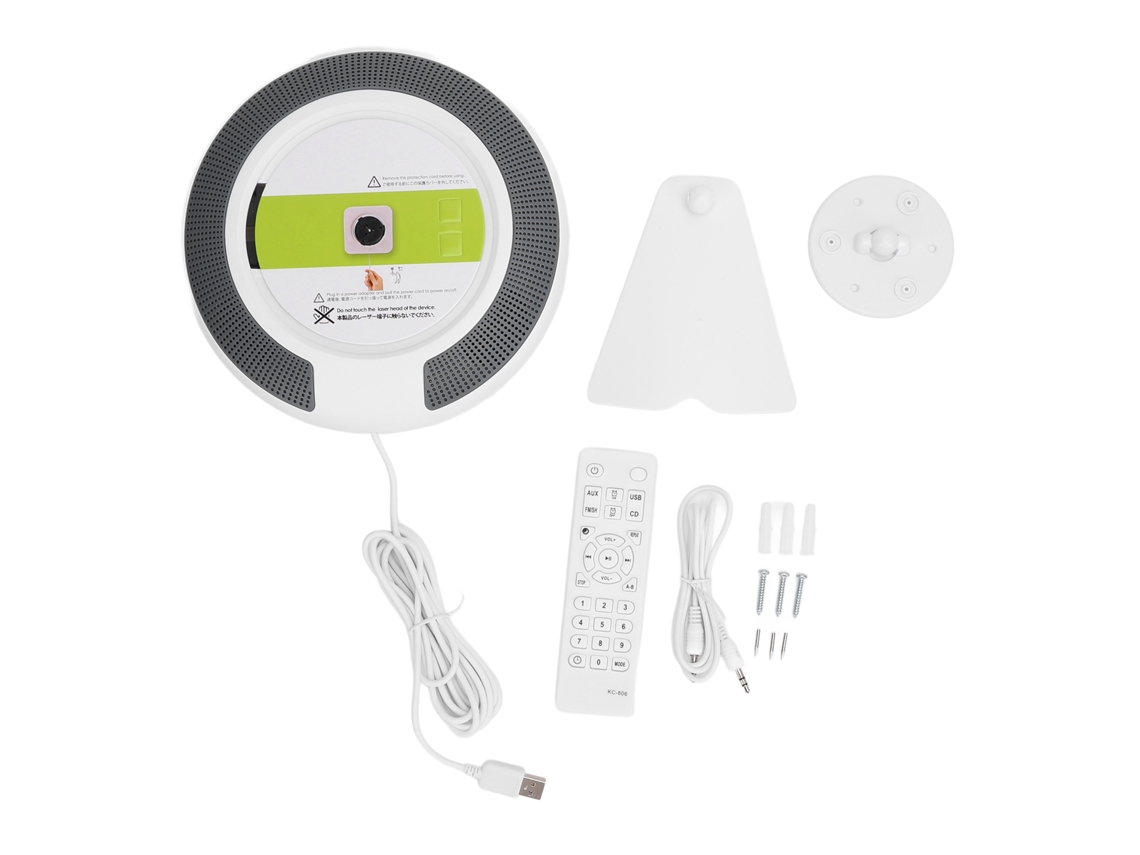Aetheria reprodutor de Cd Portátil com Bluetooth 5.0 Montável na Parede Controle Remoto Display Digital
