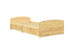 Estrutura de Cama com 2 Gavetas 90x200 cm Pinho Maciço MAISON EXCLUSIVE