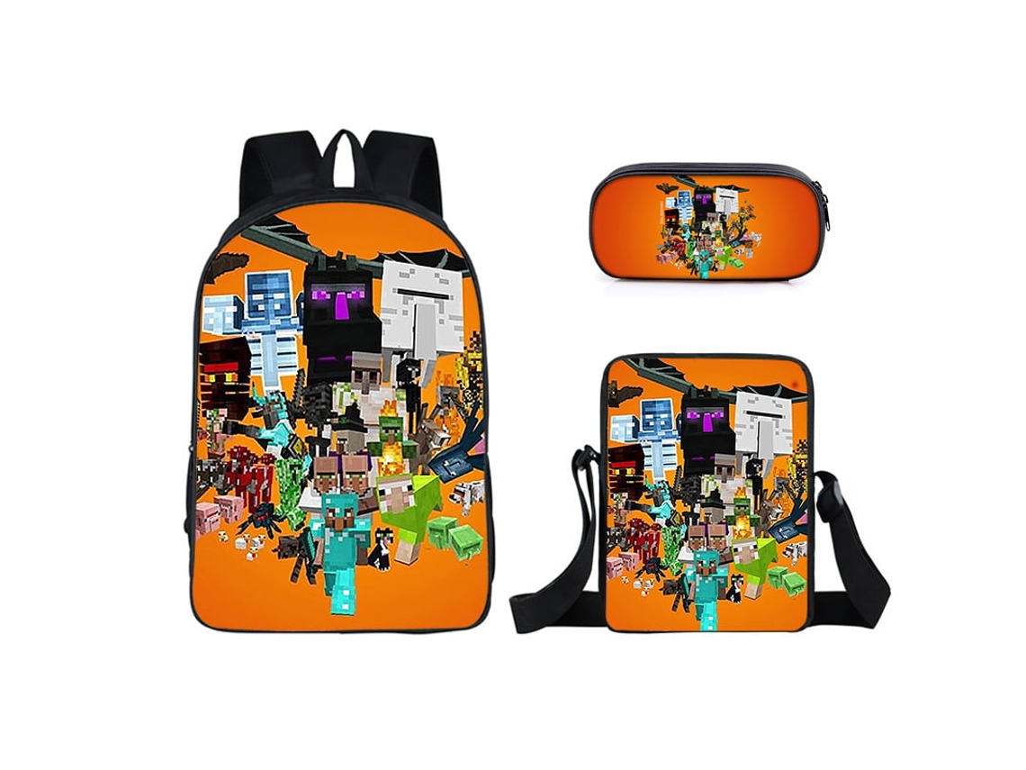 Mochila Szsmart Conjunto De Três Peças De Escolar De Estudante Minecraft Modelação Modelação