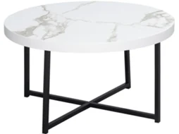 Mesa De Centro Mdf, Meta Cor Branco E Preto 80x80x45 Cm Homcom