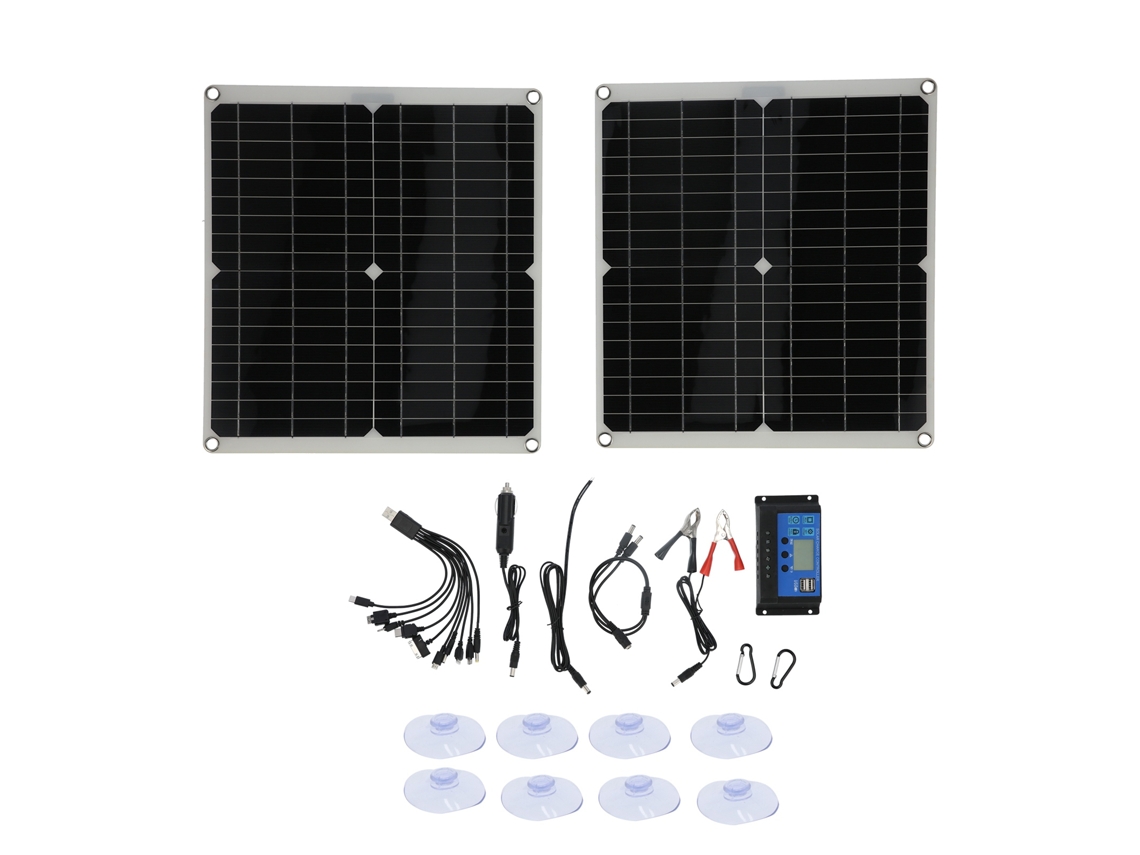 Módulo Painel Solar Flexível 2pcs 20v 25w Com Controlador 20a