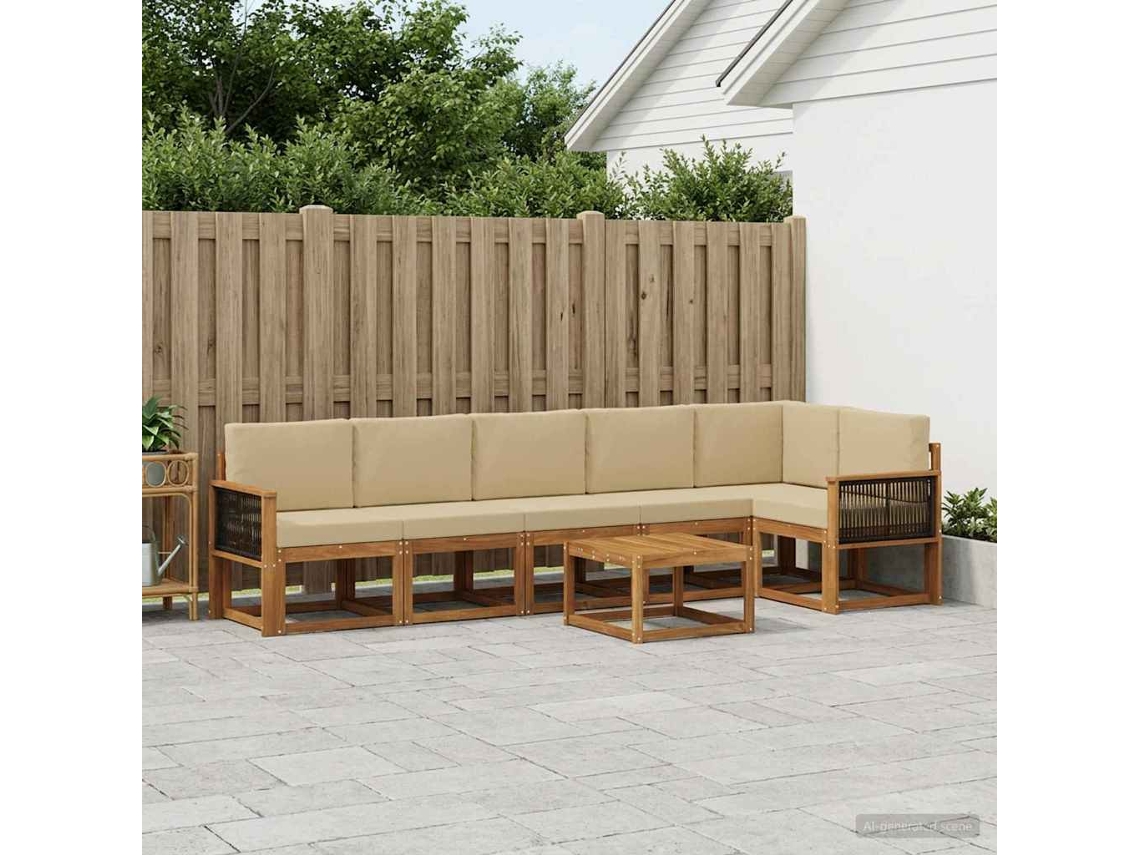 Vidaxl Conjunto De Sofás Para Exterior 7 Unid. Natural E Bege
