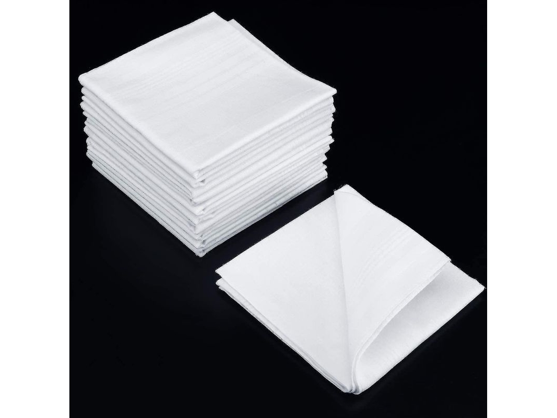 2026 18 Paños de Bolsillo para Hombre de Algodón Suave, Clásicos Blancos, Talla 40x40 Cm, Ideal para Ocasiones Especiales Y Regalos
