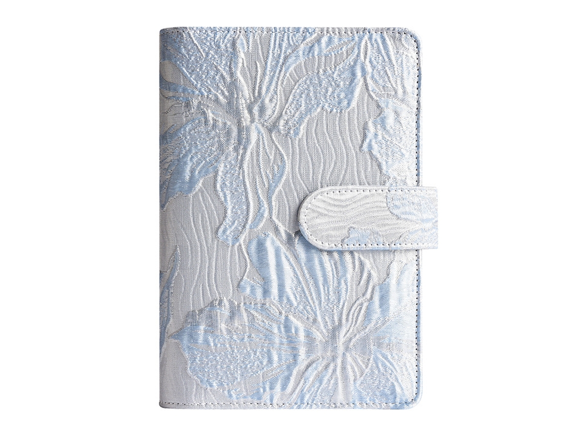A6 Loose Leaf Fabric Journal For Financial Planning And Cash Storage, Floral Pattern Blue