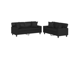 Sofa Set, Sofa Sets Vidaxl Preto Couro Artificial (n/a)