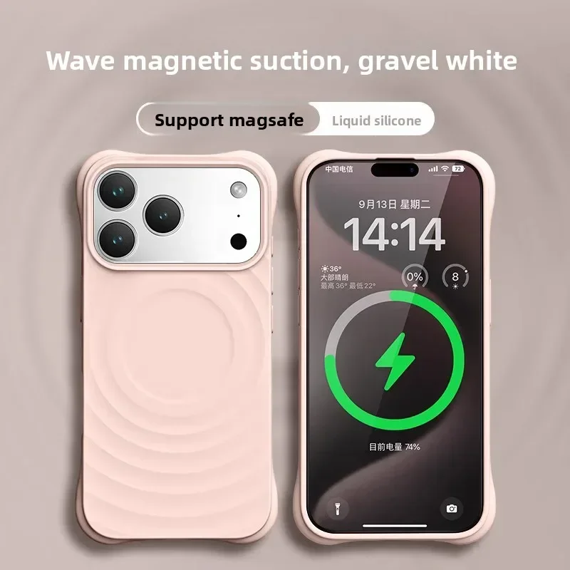 (rosa, Iphone 15 Pro) Capa Para Celular, Compatível Com Magsafe, Silicone Líquido, Resistente A Riscos
