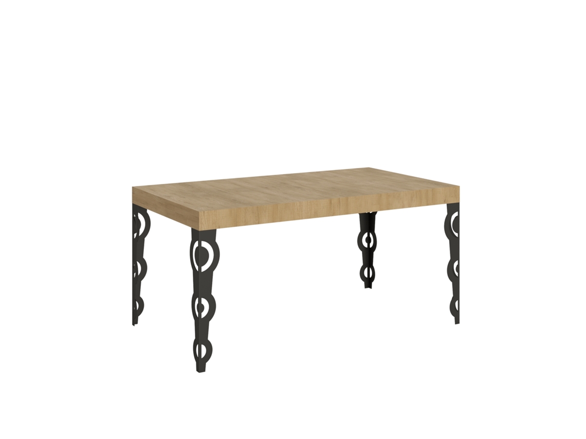 Mesa Extensível Karamay 160/244x80 Cm Carvalho Natural Com Pés Antracite Itamoby
