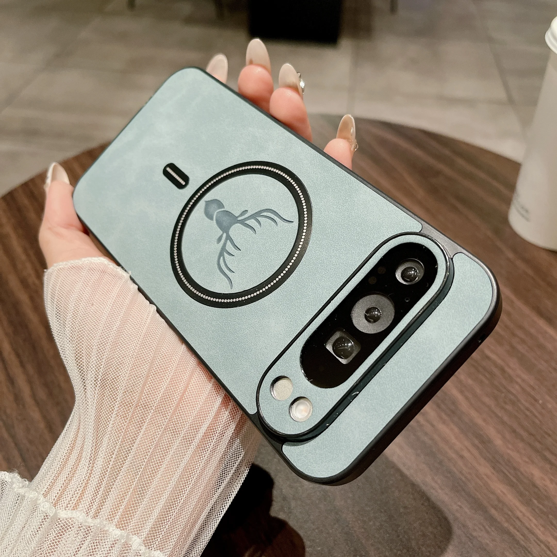 (verde, Google Pixel 7) Capa Fosca Com Textura Que Imita Couro, Resistente A Marcas De Dedo, Carregamento Sem Fio Magnético