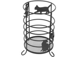 Organizador de Utensílios Multifuncional, Porta canetas Leve e Decorativo em Ferro Preto com Estampa Gato, Ide
