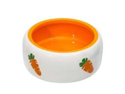 Tigela de Cerâmica para Alimentação de Coelhos, com Desenhos Fofos de Coelhos e Cenouras AQUAFORGE