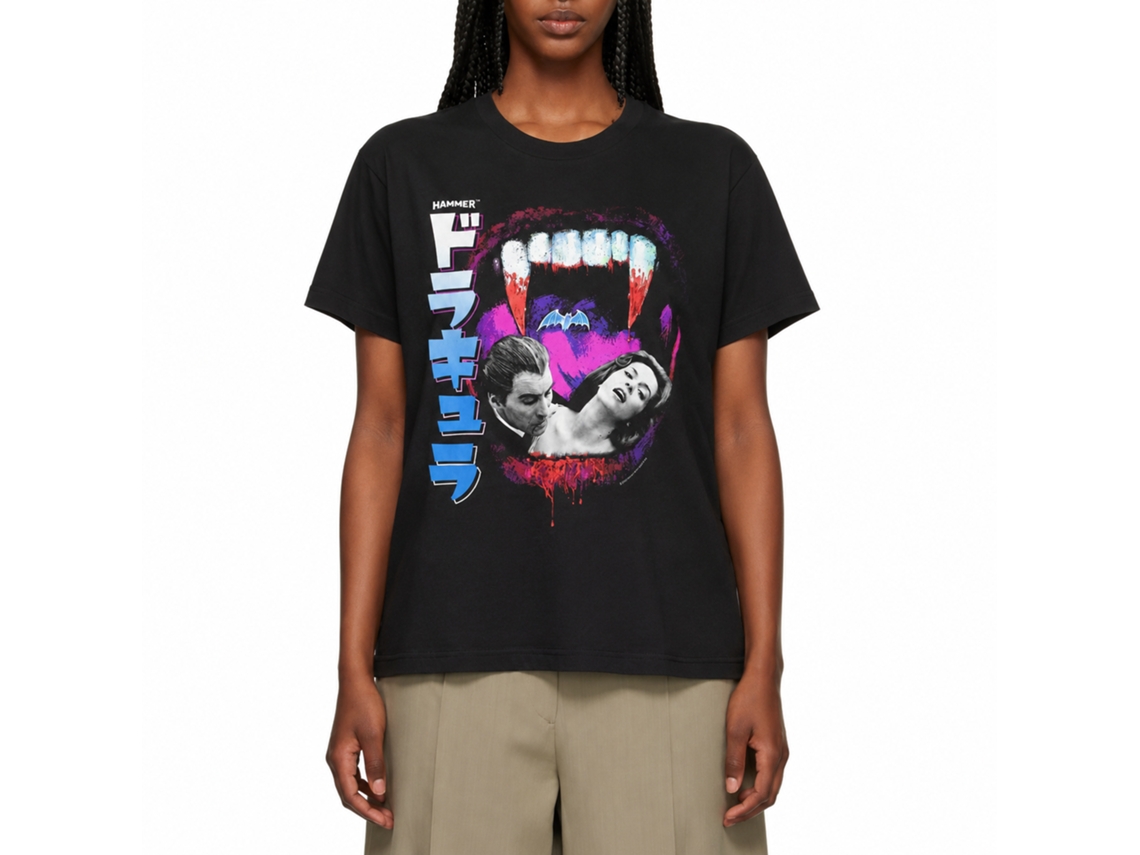 Rockinstone Horror Movies Fangs And Photo Jpn Text Black Adult T-shirt Size:m