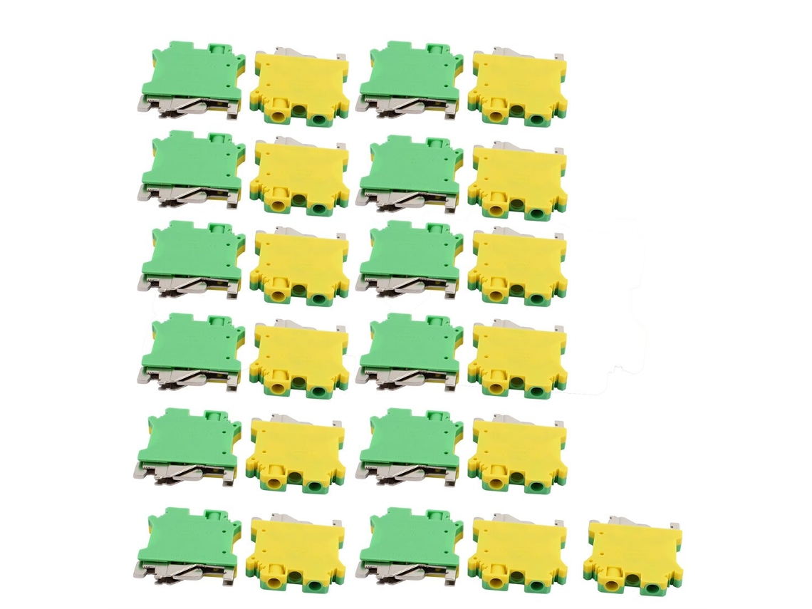 25 Peças 46x42x8mm 6mm² 24 6awg Bloco de Terminais Aterramento Universal Amarelo esverdeado CHABERLU