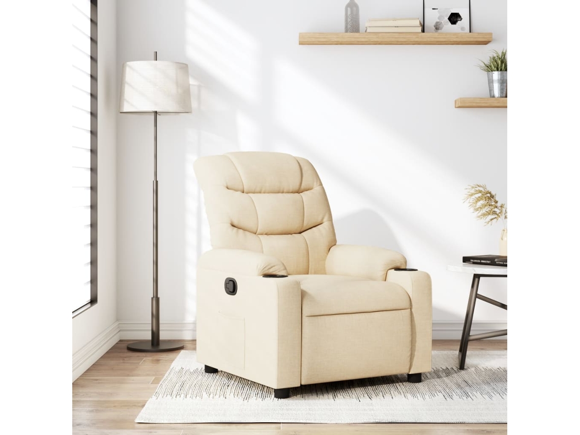 Vidaxl Poltrona Reclinável Tecido Cor Creme