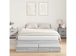 Vidaxl Estrado De Cama Com Arrumação Com Gaveta Cinza Sonoma 160 Cm