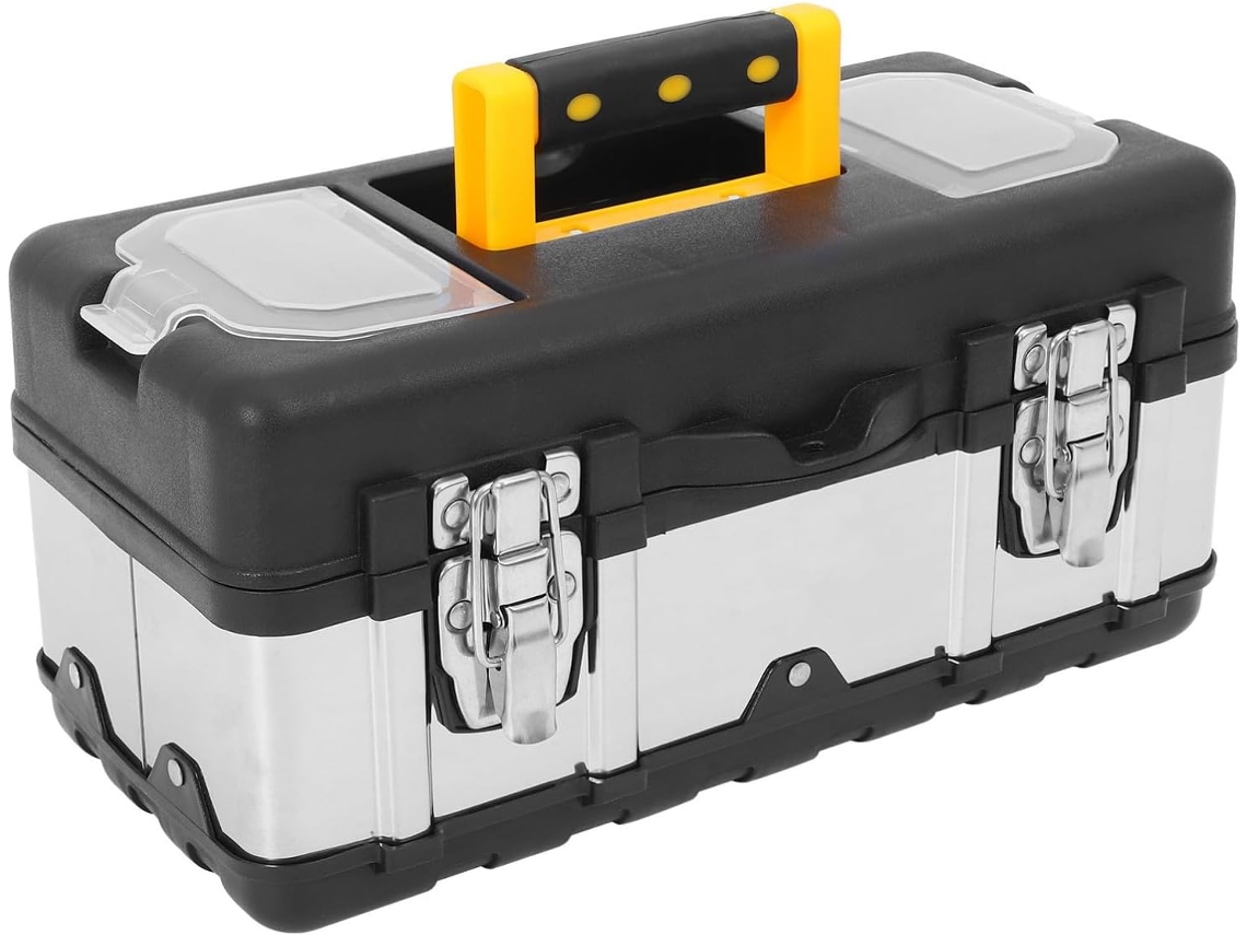 Estojo De Ferramentas Portátil E Elegante Em Aço Inoxidável Com Fecho Seguro, Ideal Para Viagens E Uso Ao Ar Livre