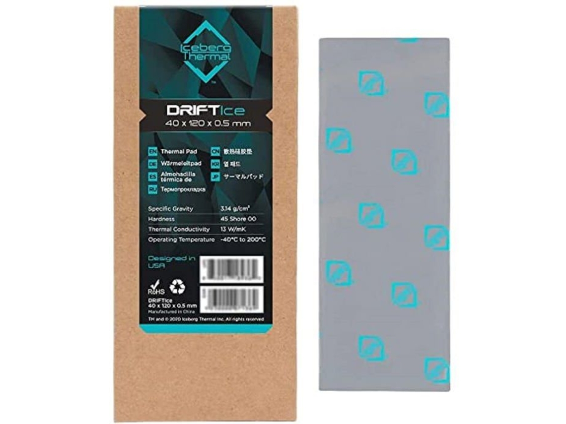 Almofada Térmica Driftice Iceberg Thermal 120 Mm X 40 Mm X 0,5 Mm Condutividade Térmica 13 W/mk Slowmoose